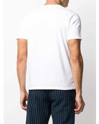 weißes besticktes T-Shirt mit einem Rundhalsausschnitt von MAISON KITSUNÉ