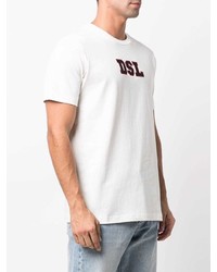 weißes besticktes T-Shirt mit einem Rundhalsausschnitt von Diesel