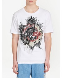 weißes besticktes T-Shirt mit einem Rundhalsausschnitt von Balmain