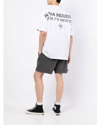 weißes besticktes T-Shirt mit einem Rundhalsausschnitt von Alpha Industries