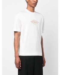 weißes besticktes T-Shirt mit einem Rundhalsausschnitt von Emporio Armani