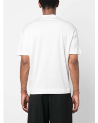 weißes besticktes T-Shirt mit einem Rundhalsausschnitt von Emporio Armani