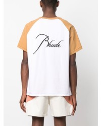 weißes besticktes T-Shirt mit einem Rundhalsausschnitt von Rhude