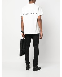 weißes besticktes T-Shirt mit einem Rundhalsausschnitt von Flaneur Homme