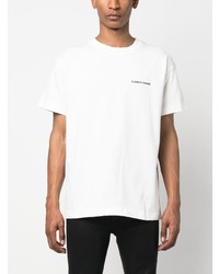 weißes besticktes T-Shirt mit einem Rundhalsausschnitt von Flaneur Homme