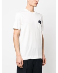 weißes besticktes T-Shirt mit einem Rundhalsausschnitt von Emporio Armani