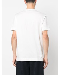 weißes besticktes T-Shirt mit einem Rundhalsausschnitt von Emporio Armani