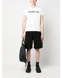 weißes besticktes T-Shirt mit einem Rundhalsausschnitt von Moncler