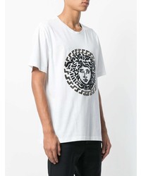 weißes besticktes T-Shirt mit einem Rundhalsausschnitt von Versace