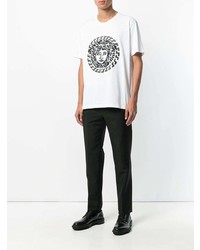 weißes besticktes T-Shirt mit einem Rundhalsausschnitt von Versace