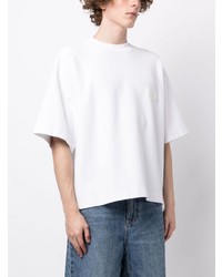 weißes besticktes T-Shirt mit einem Rundhalsausschnitt von Alexander Wang