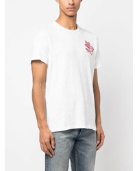 weißes besticktes T-Shirt mit einem Rundhalsausschnitt von rag & bone