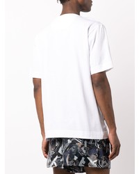 weißes besticktes T-Shirt mit einem Rundhalsausschnitt von Fendi