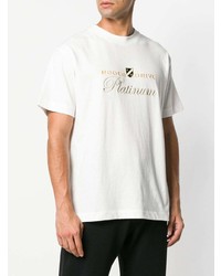 weißes besticktes T-Shirt mit einem Rundhalsausschnitt von Alexander Wang