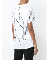 weißes besticktes T-Shirt mit einem Rundhalsausschnitt von Derek Lam