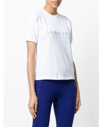 weißes besticktes T-Shirt mit einem Rundhalsausschnitt von Misbhv
