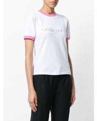 weißes besticktes T-Shirt mit einem Rundhalsausschnitt von Misbhv