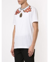 weißes besticktes T-Shirt mit einem Rundhalsausschnitt von Dolce & Gabbana