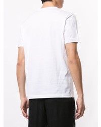 weißes besticktes T-Shirt mit einem Rundhalsausschnitt von Giorgio Armani