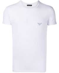 weißes besticktes T-Shirt mit einem Rundhalsausschnitt von Emporio Armani