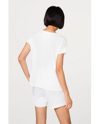 weißes besticktes T-Shirt mit einem Rundhalsausschnitt von Esprit