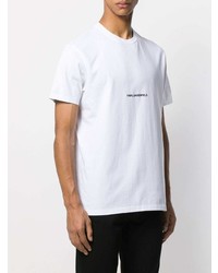 weißes besticktes T-Shirt mit einem Rundhalsausschnitt von Karl Lagerfeld