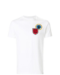 weißes besticktes T-Shirt mit einem Rundhalsausschnitt von Facetasm