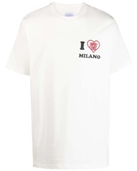 weißes besticktes T-Shirt mit einem Rundhalsausschnitt von Family First