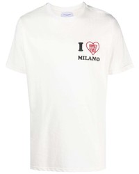 weißes besticktes T-Shirt mit einem Rundhalsausschnitt von Family First
