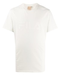 weißes besticktes T-Shirt mit einem Rundhalsausschnitt von Fila