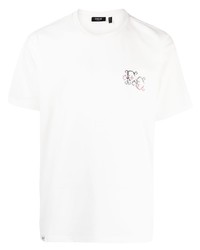 weißes besticktes T-Shirt mit einem Rundhalsausschnitt von FIVE CM