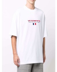 weißes besticktes T-Shirt mit einem Rundhalsausschnitt von Vetements