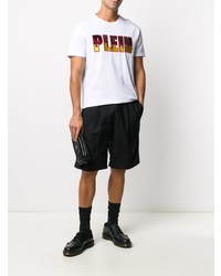 weißes besticktes T-Shirt mit einem Rundhalsausschnitt von Philipp Plein