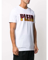 weißes besticktes T-Shirt mit einem Rundhalsausschnitt von Philipp Plein