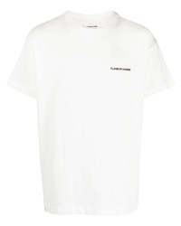 weißes besticktes T-Shirt mit einem Rundhalsausschnitt von Flaneur Homme