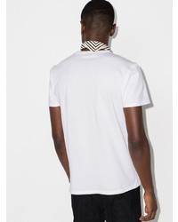 weißes besticktes T-Shirt mit einem Rundhalsausschnitt von MAISON KITSUNÉ