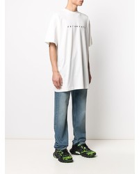 weißes besticktes T-Shirt mit einem Rundhalsausschnitt von Vetements