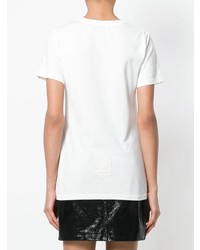 weißes besticktes T-Shirt mit einem Rundhalsausschnitt von Mr & Mrs Italy
