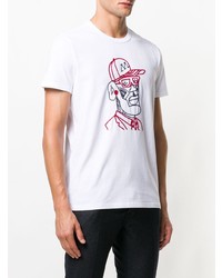 weißes besticktes T-Shirt mit einem Rundhalsausschnitt von Moncler