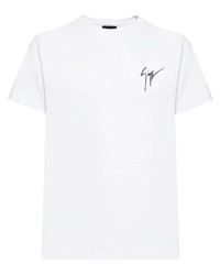weißes besticktes T-Shirt mit einem Rundhalsausschnitt von Giuseppe Zanotti
