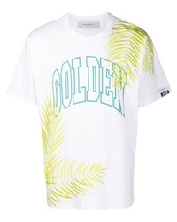weißes besticktes T-Shirt mit einem Rundhalsausschnitt von Golden Goose