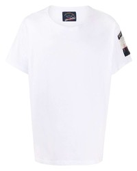 weißes besticktes T-Shirt mit einem Rundhalsausschnitt von Greg Lauren X Paul & Shark