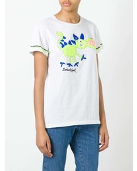 weißes besticktes T-Shirt mit einem Rundhalsausschnitt von P.A.R.O.S.H.
