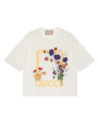 weißes besticktes T-Shirt mit einem Rundhalsausschnitt von Gucci