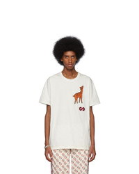 weißes besticktes T-Shirt mit einem Rundhalsausschnitt von Gucci