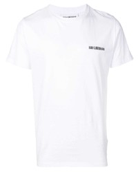 weißes besticktes T-Shirt mit einem Rundhalsausschnitt von Han Kjobenhavn