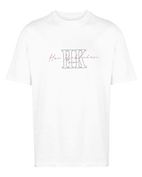 weißes besticktes T-Shirt mit einem Rundhalsausschnitt von Han Kjobenhavn