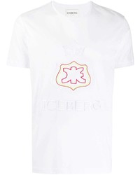 weißes besticktes T-Shirt mit einem Rundhalsausschnitt von Iceberg