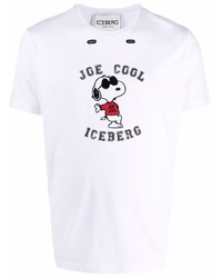 weißes besticktes T-Shirt mit einem Rundhalsausschnitt von Iceberg