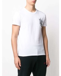 weißes besticktes T-Shirt mit einem Rundhalsausschnitt von Alexander McQueen